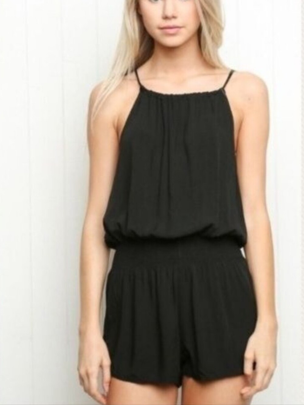 BRANDY MELLVILLE ROMPER SPAGHETTI STRAP ONE-PIECE BLACK ONE SIZE SMALL MEDIUM